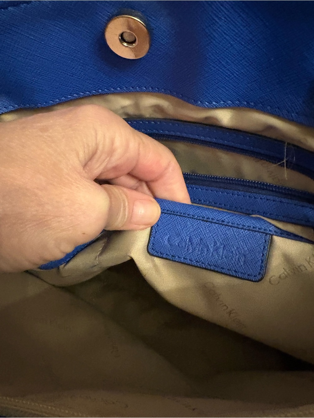 Calvin Klein Blue Chain-Accent Tote Bag - Picture 7 of 9